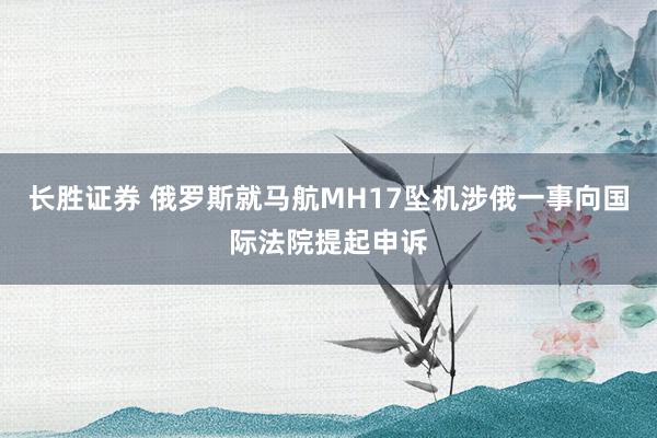 长胜证券 俄罗斯就马航MH17坠机涉俄一事向国际法院提起申诉